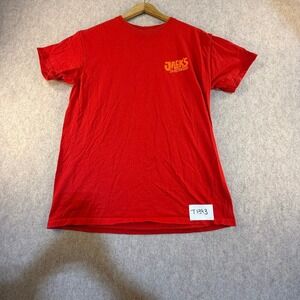 Jacks Surfboards Red Graphic T-Shirt Mens Medium Surfer Cartoon Logo Tee‎